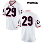 Women's Georgia Bulldogs NCAA #29 Tim Hill Nike Stitched White Authentic No Name College Football Jersey XIQ6854MV